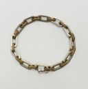 Vintage sterling silver and brass link modernist unisex bracelet Mexico
