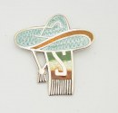 Vintage sterling silver Mexico flag scarf hat sombrero enamel brooch pin