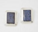 Orquidia sterling silver sodalite modernist rectangle shape earrings Mexico