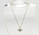 Gilt sterling silver blue enamel crystals Evil Eye amulet necklace