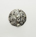 Vintage ornate sterling silver  Scandinavian modern round brooch pin Denmark MS