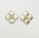 Sterling silver Dogwood flower clip on earrings Carsi Mexico