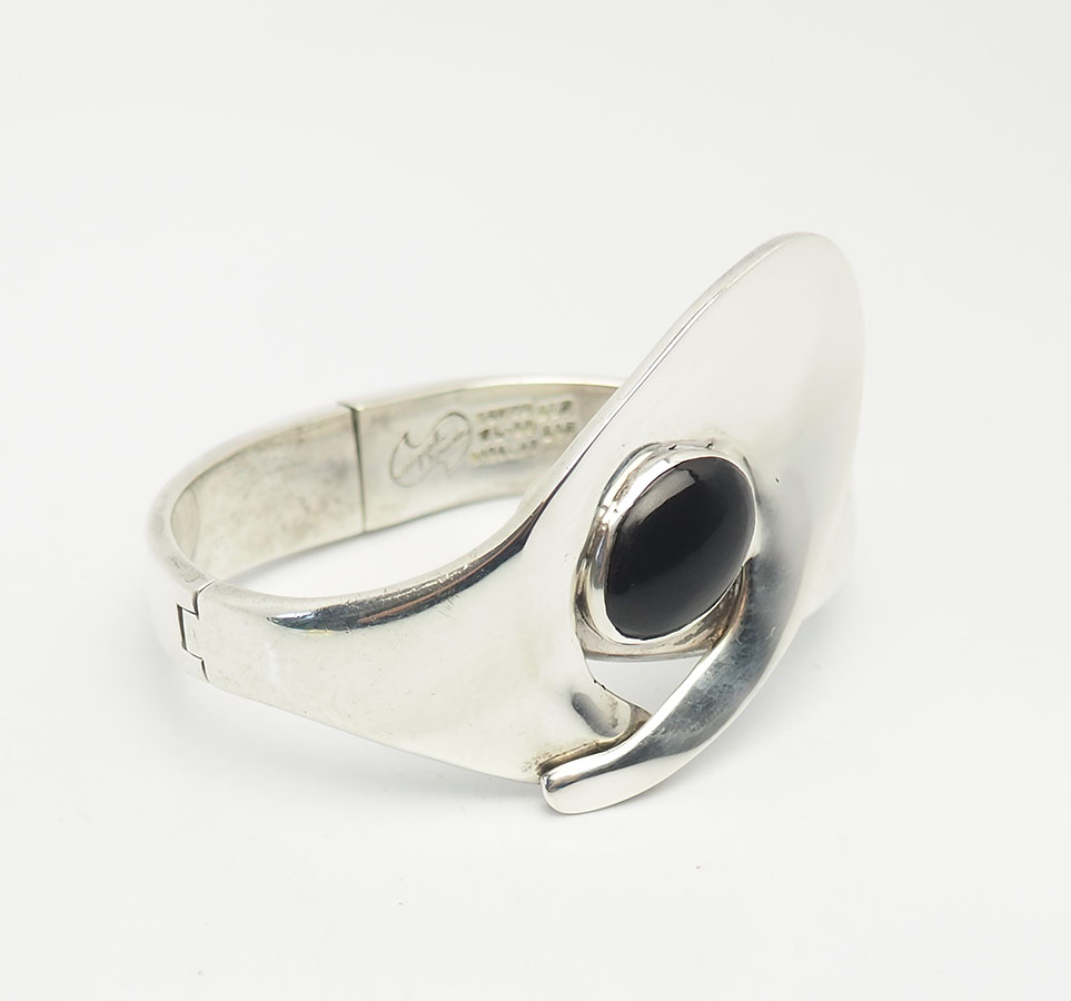 Miguel Pineda designer vintage sterling silver onyx heavy modern