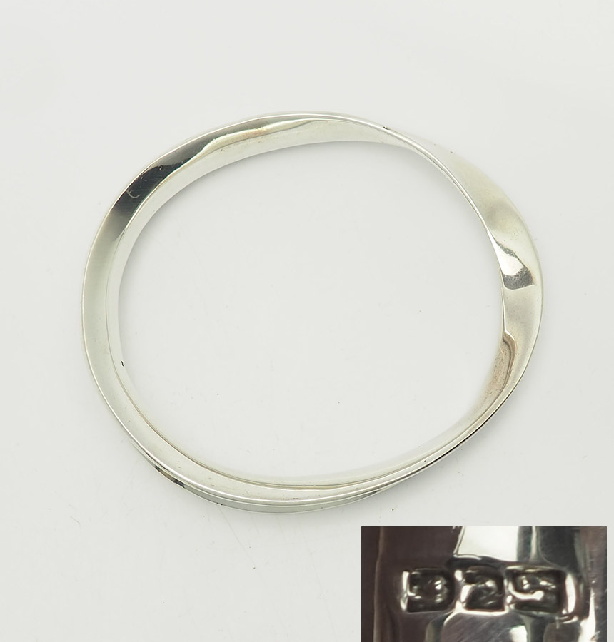 Vintage sterling 925 silver infinity loop twisted bangle bracelet