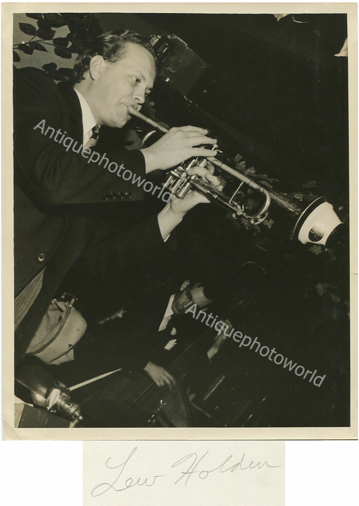 jazz trumpet player lew holden antique photo