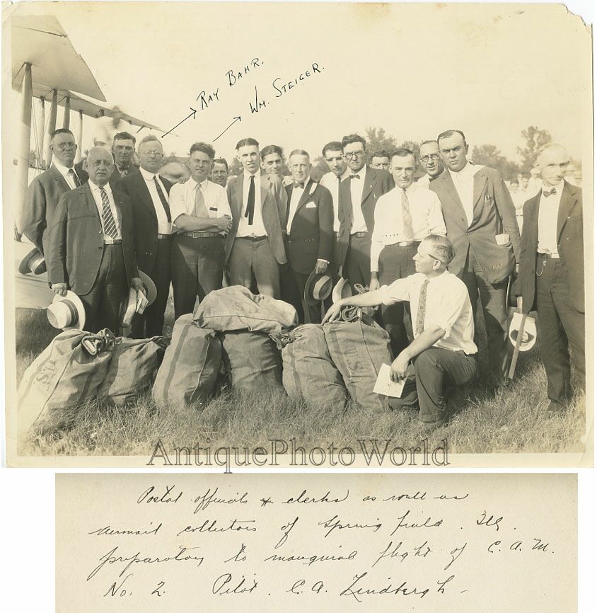 Charles Lindbergh Postal Airplane Mail 1920s Photo