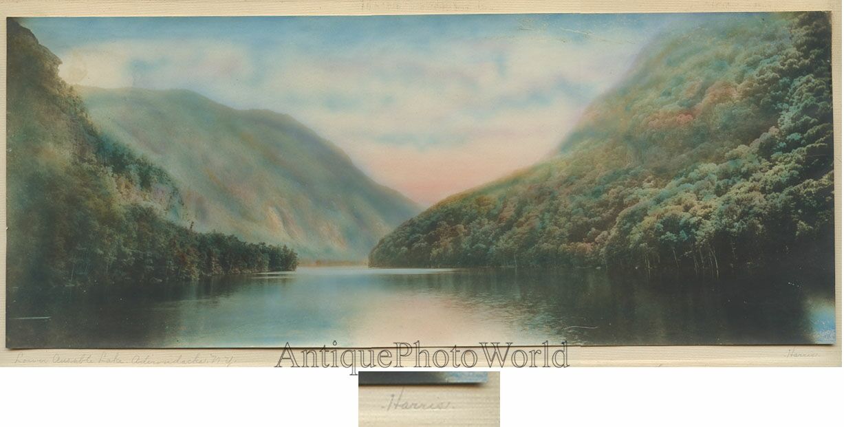 Adirondacks Lower Ausable Lake Antique Hand Tinted Art Photo by