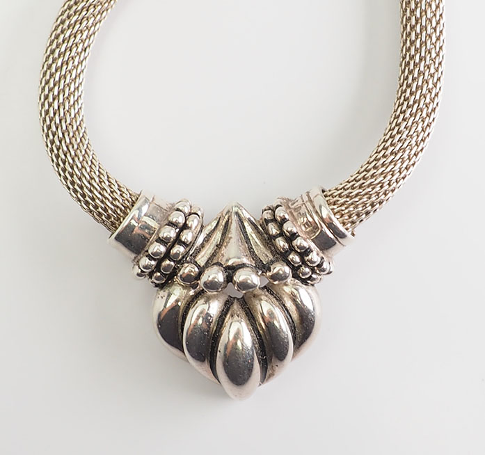 Elegant heavy mesh sterling silver designer necklace by Espo Sig Joseph ...