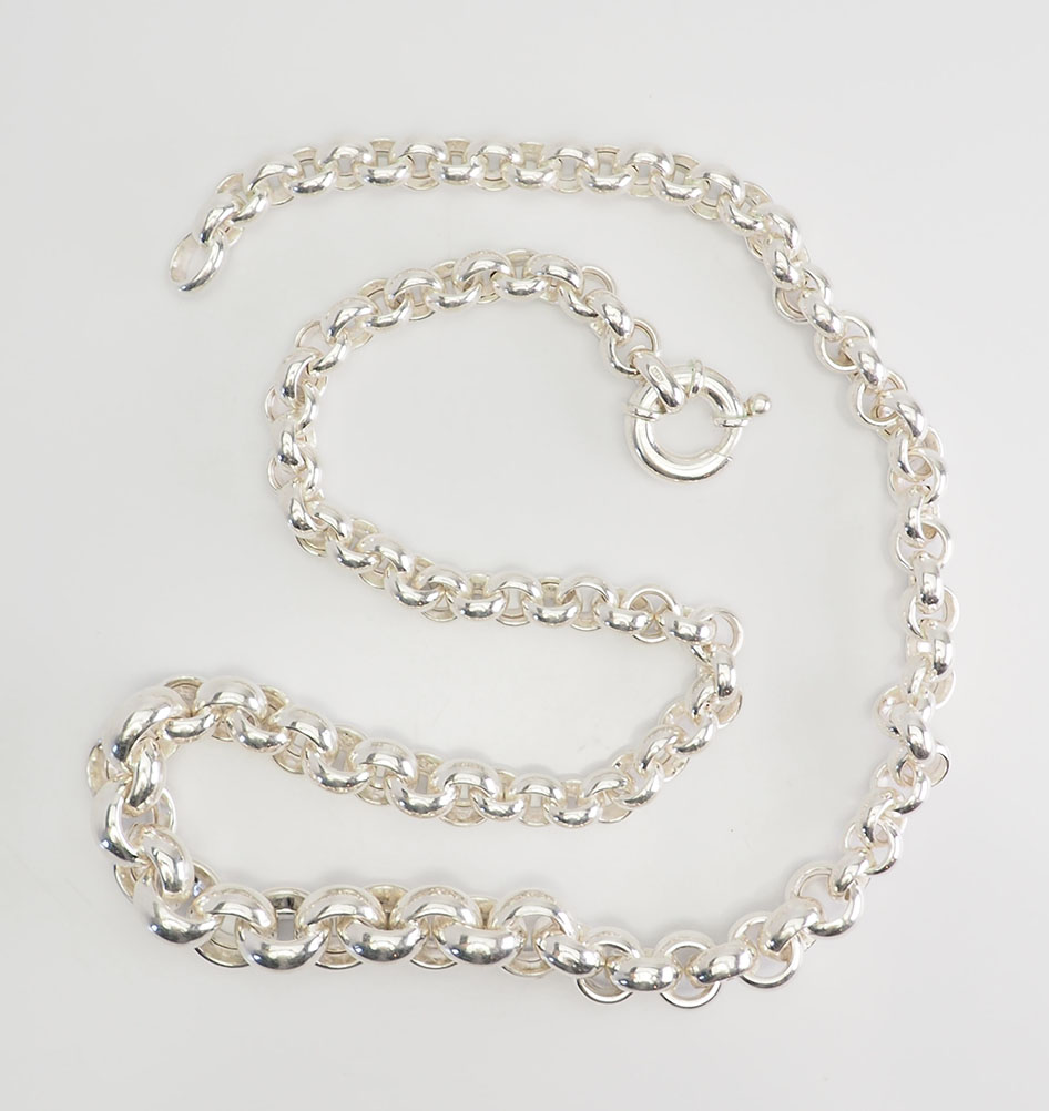Superb sterling silver widening round loop chain necklace Italy eBay