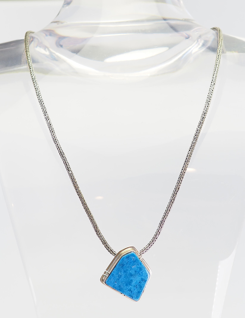 Native American Pendant with Silver Chain Genuine Lapis Lazuli Pendant with 925 Chain